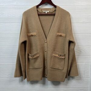 Oversized Camel Cardigan – Cozy Relaxed Knit | Size S | Like New